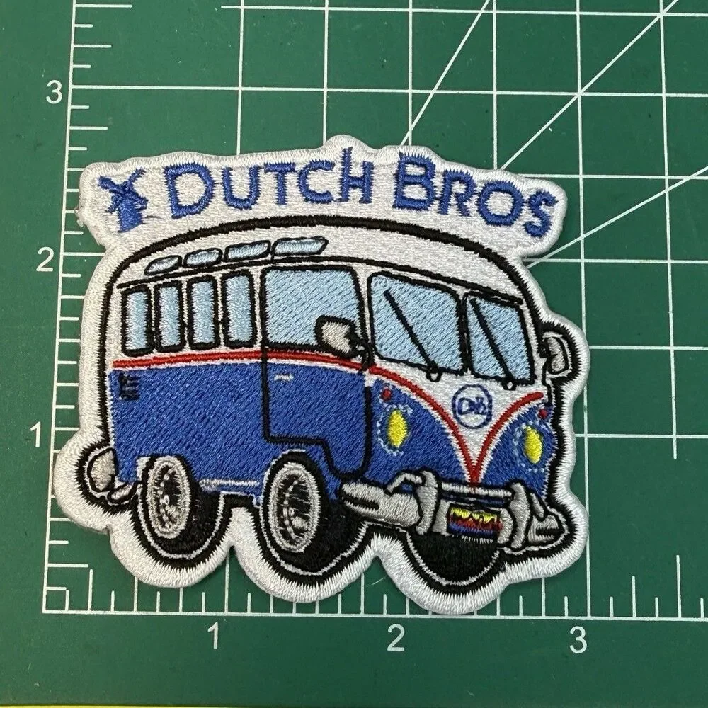 RARE! Dutch Bros Patch classic van  Embroidered Iron-On or sew-On Not Sticker